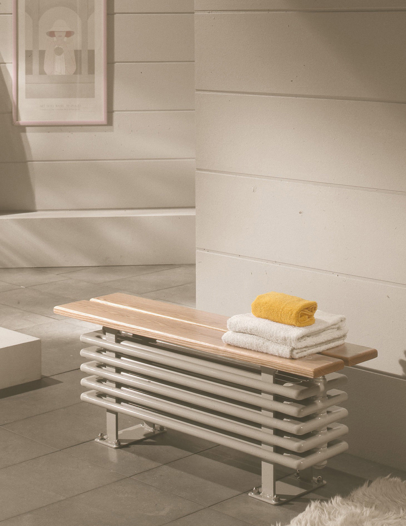 DQ Heating Bench 1650 x 396mm Horizontal Column Radiator White