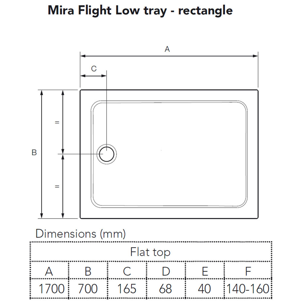 Mira Flight 1700 x 700mm Low Rectangle Shower Tray