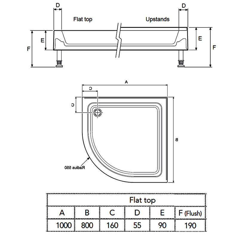 Mira Flight Right Hand Offset Quadrant Shower Tray 1000 x 800mm
