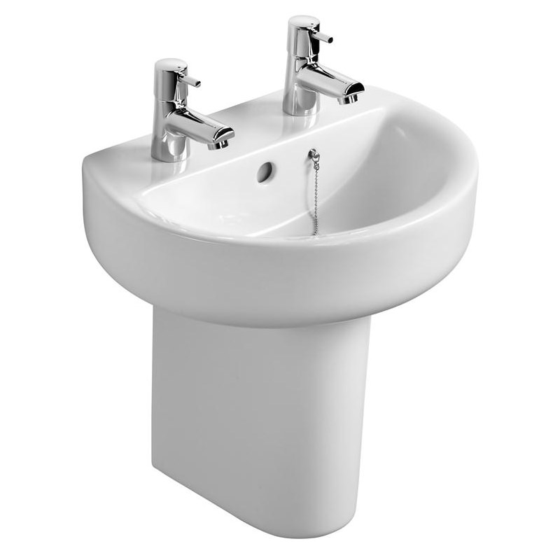 Ideal Standard Concept Sphere 450mm 2 TH Basin And Semi Pedestal