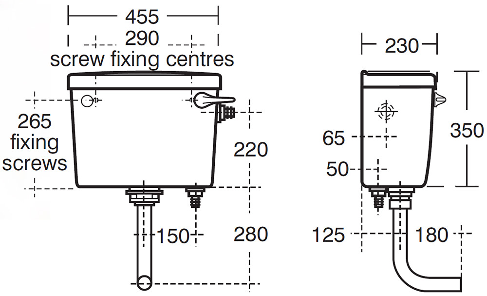 Armitage Shanks Low Level Compact Lever Type Cistern For WC