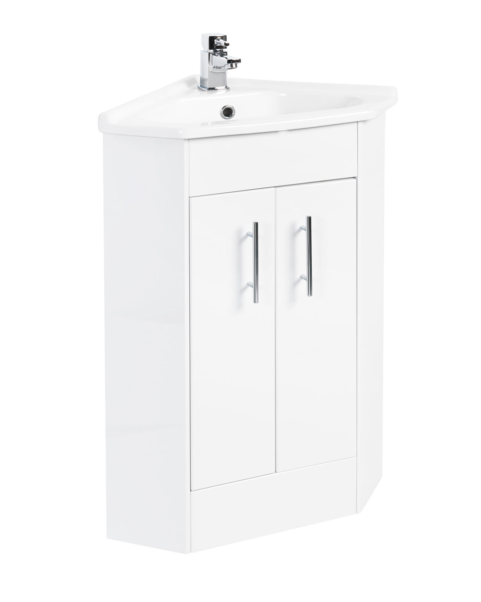 Beo 555 x 800mm Corner Vanity Unit And Basin High Gloss White BEO1647