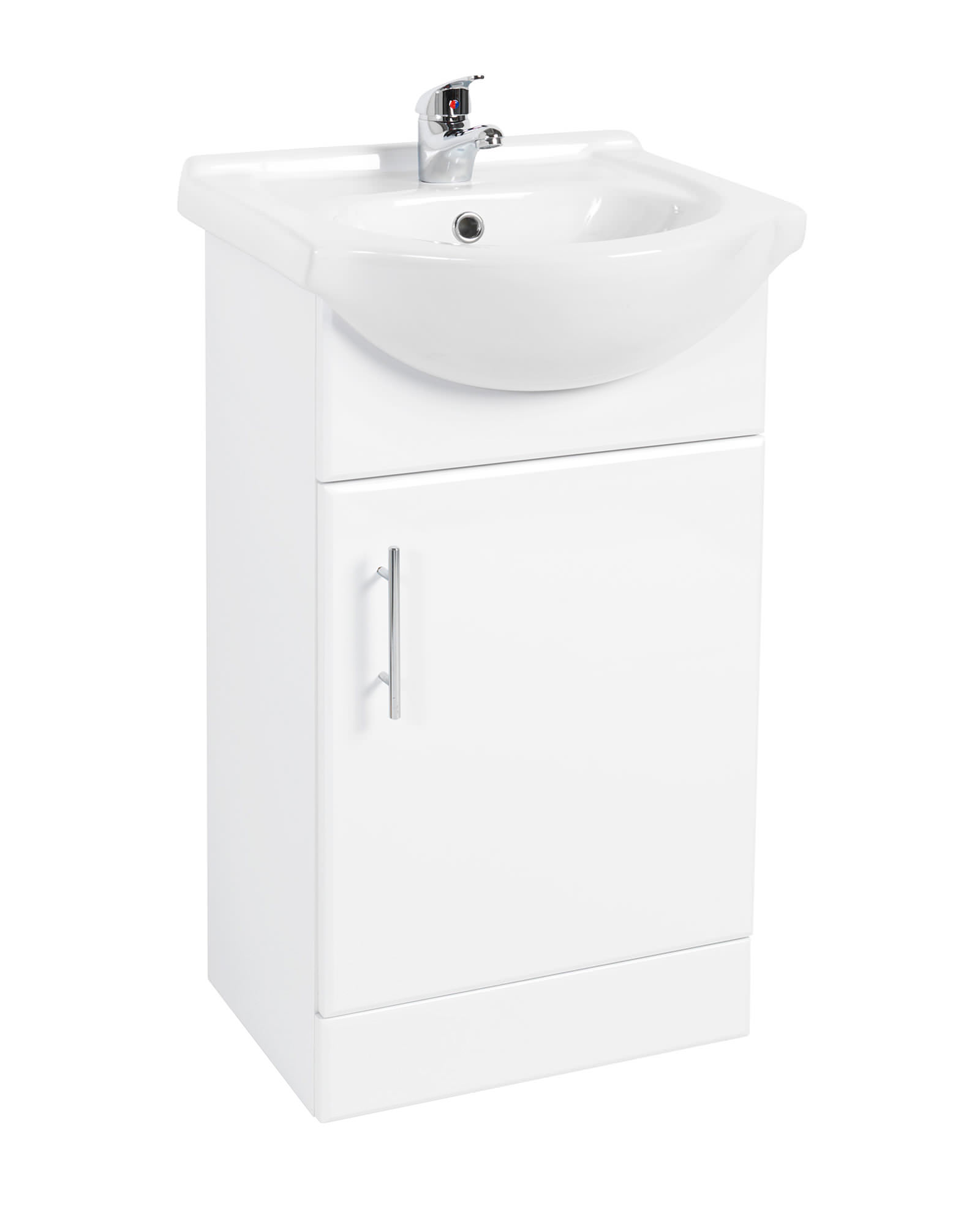 Beo 450 x 300mm Single Door Vanity Unit And Basin High Gloss White
