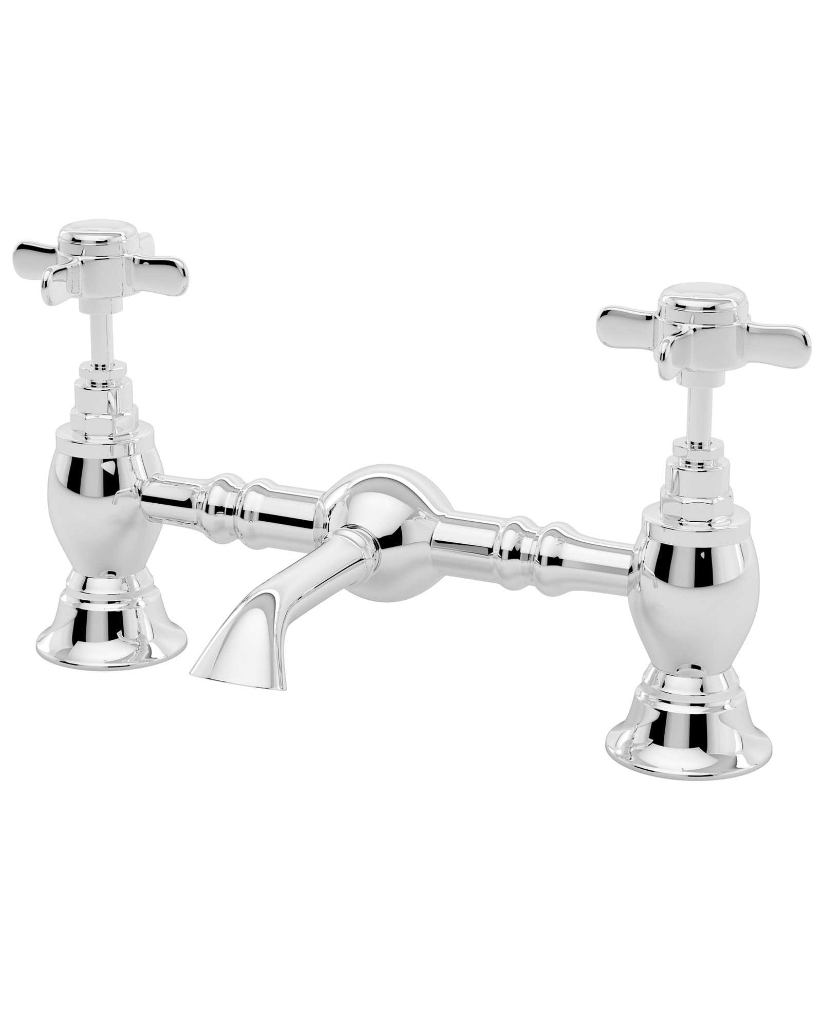 Beo Traditional Luxury Bridge Chrome Basin Mixer Tap Without Waste I315X
