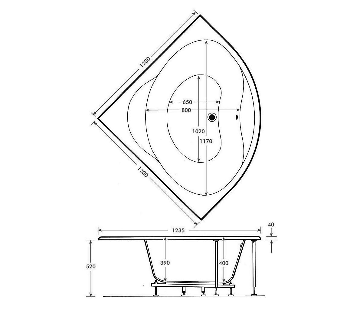 Beo Lagoon 5mm Acrylic Corner Bath 1200 x 1200mm
