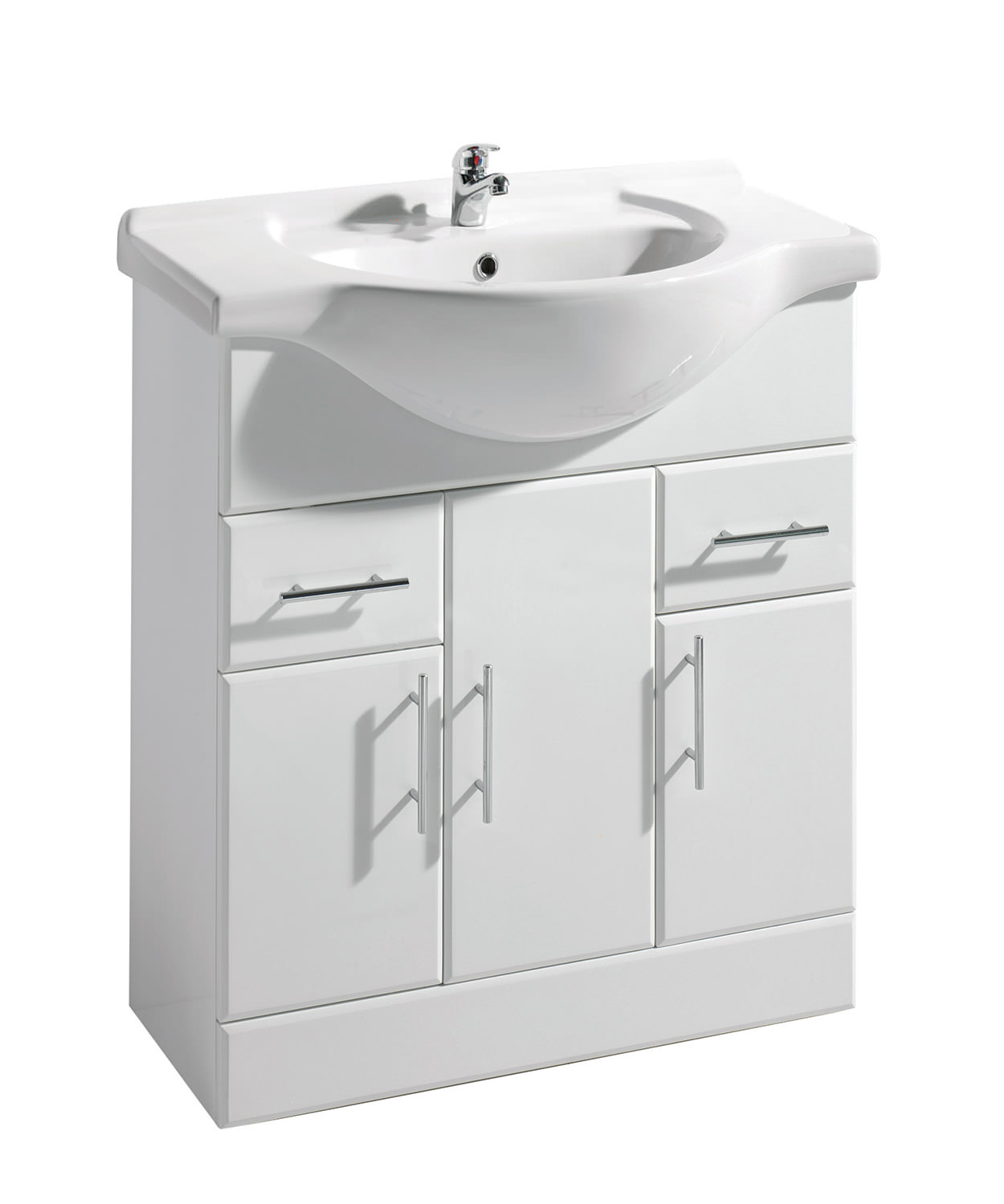 Beo Gloss White Freestanding 750mm Vanity Unit And Basin PRC104, NBC004