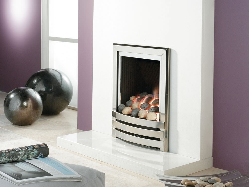 Flavel Linear Power Flue Gas Fire No Chimney SilverPebble FVPPU0MN
