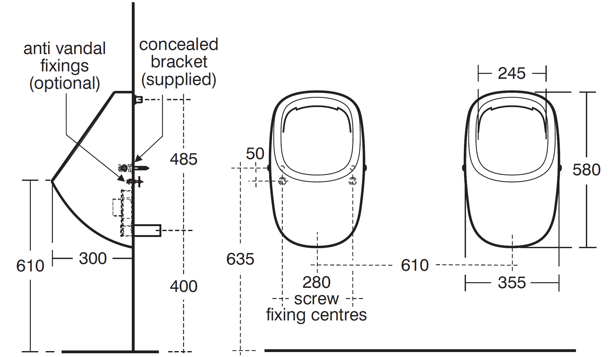 Ideal Standard Jasper Morrison 355mm Rim Flush Urinal E621501