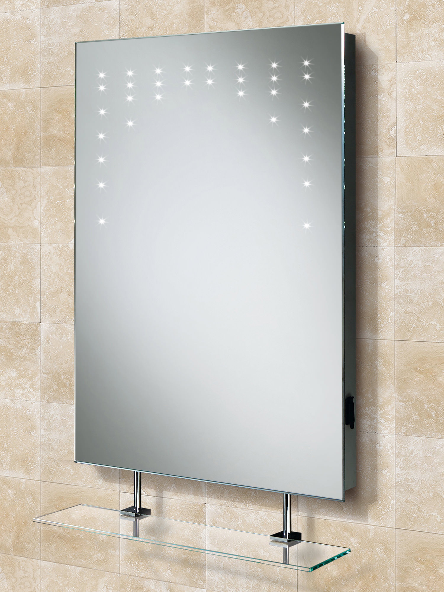 HIB Rain LED Bathroom Mirror With Glass Shelf And Shaver ...