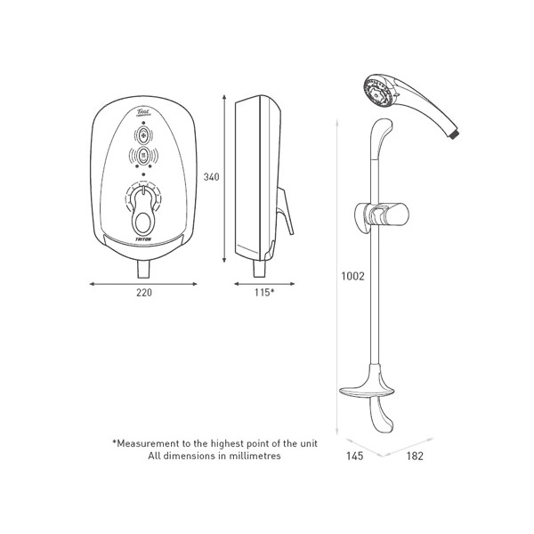 Triton T100e CarE 8.5kw Thermostatic Electric Shower C10E84PT