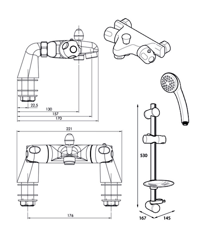 Triton Unichrome Aire Bath Shower Mixer With Riser Rail