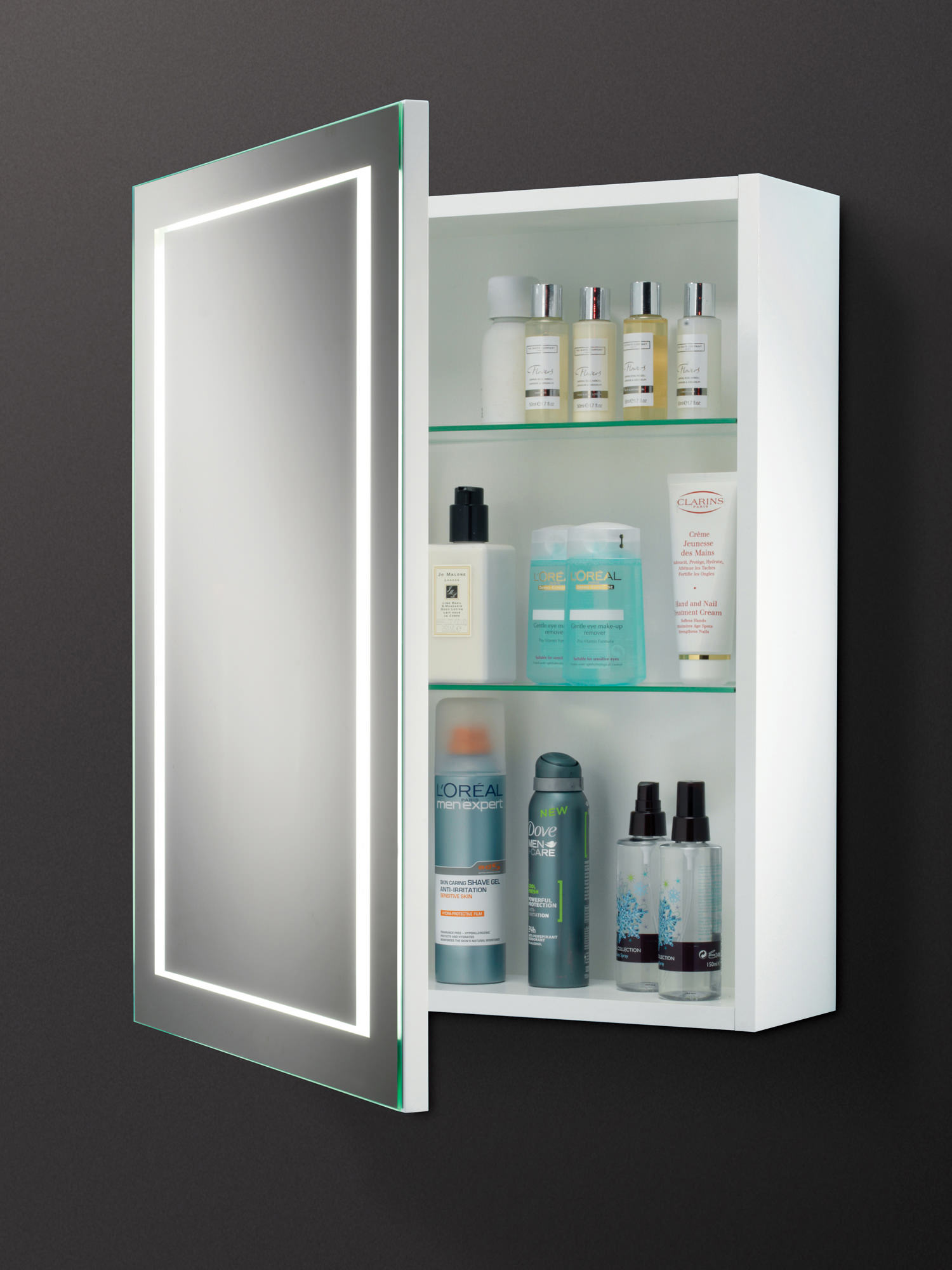 HIB Austin Single Door LED Back-Lit Illuminated Cabinet ...