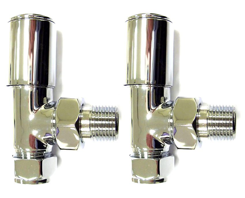 Essential Deluxe Angled Radiator Valve Pair 15mm