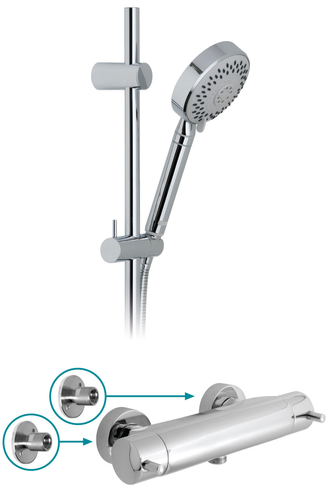 Vado CelsiusNeptune Exposed Thermostatic 5 Mode ShowerBrackets WG