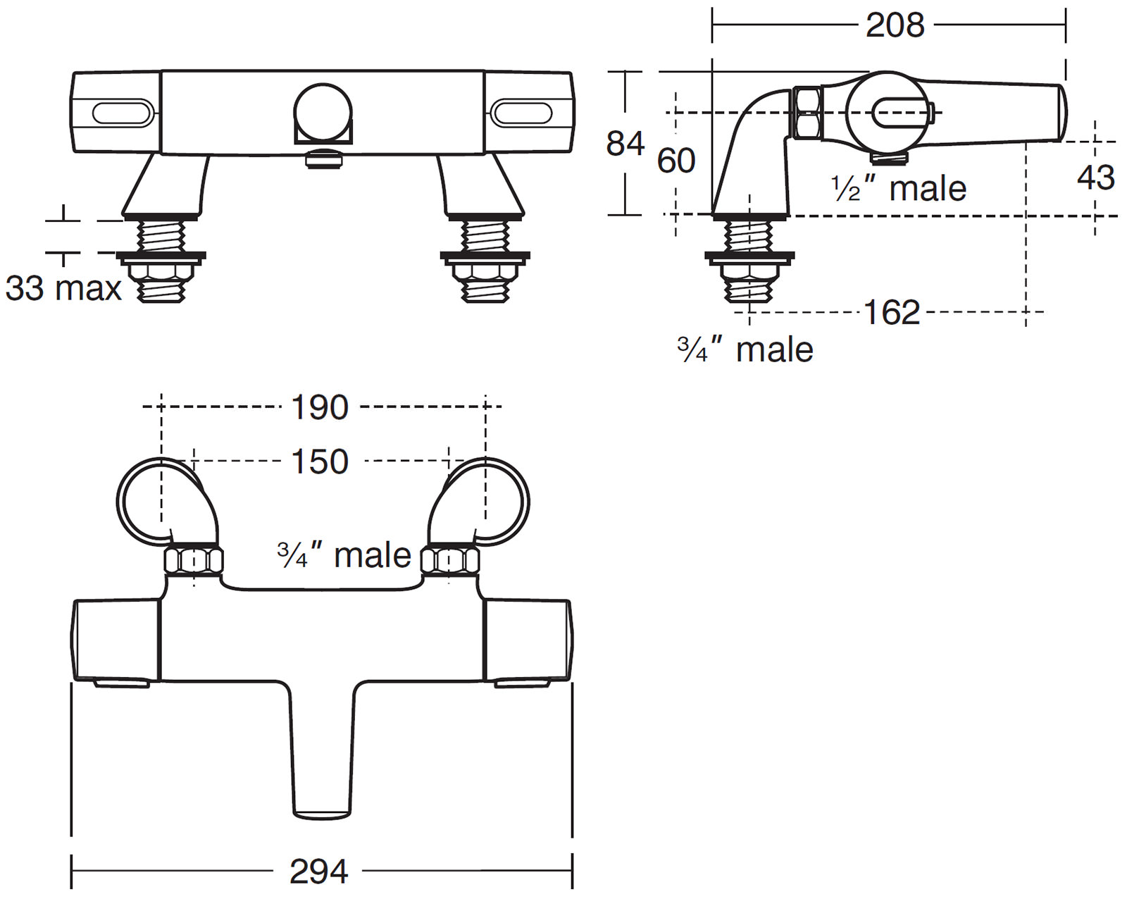 Ideal Standard Ceratherm 100 Bath Shower Mixer Tap With Legs