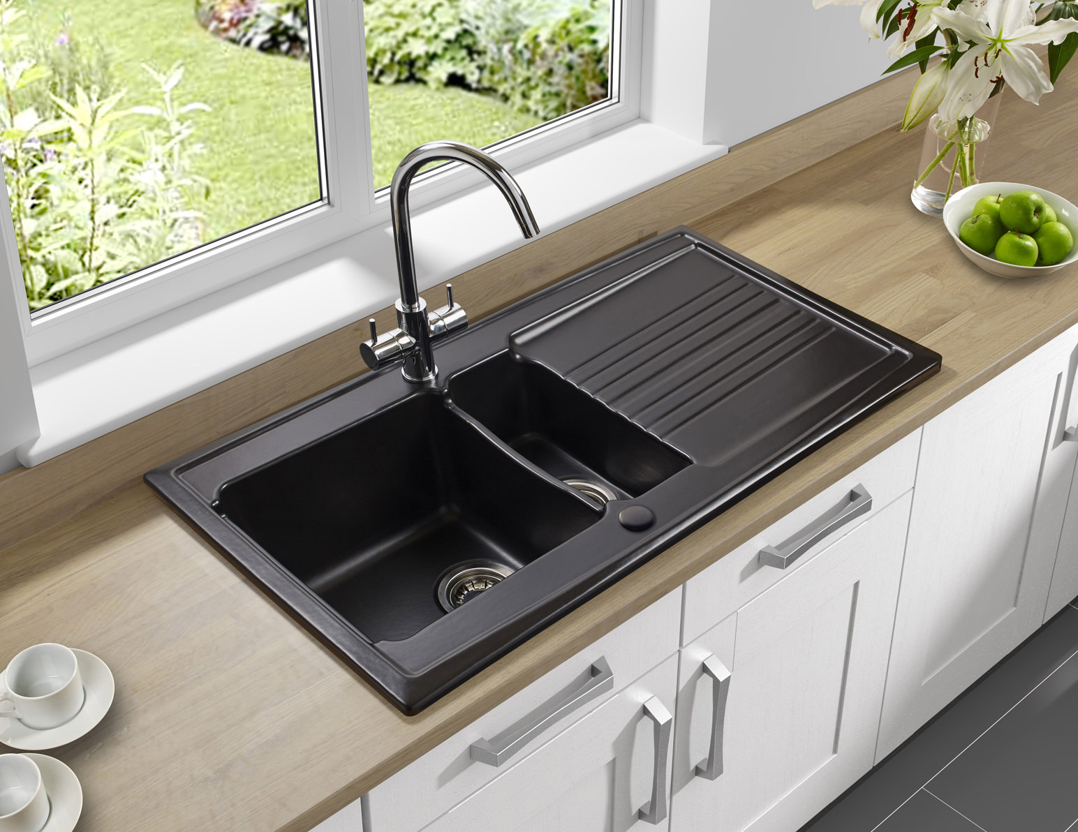 small ceramic inset kitchen sink