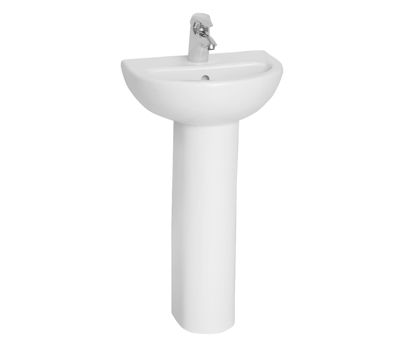 Vitra Milton 455mm 1 Tap Hole Cloakroom Basin With Full Pedestal