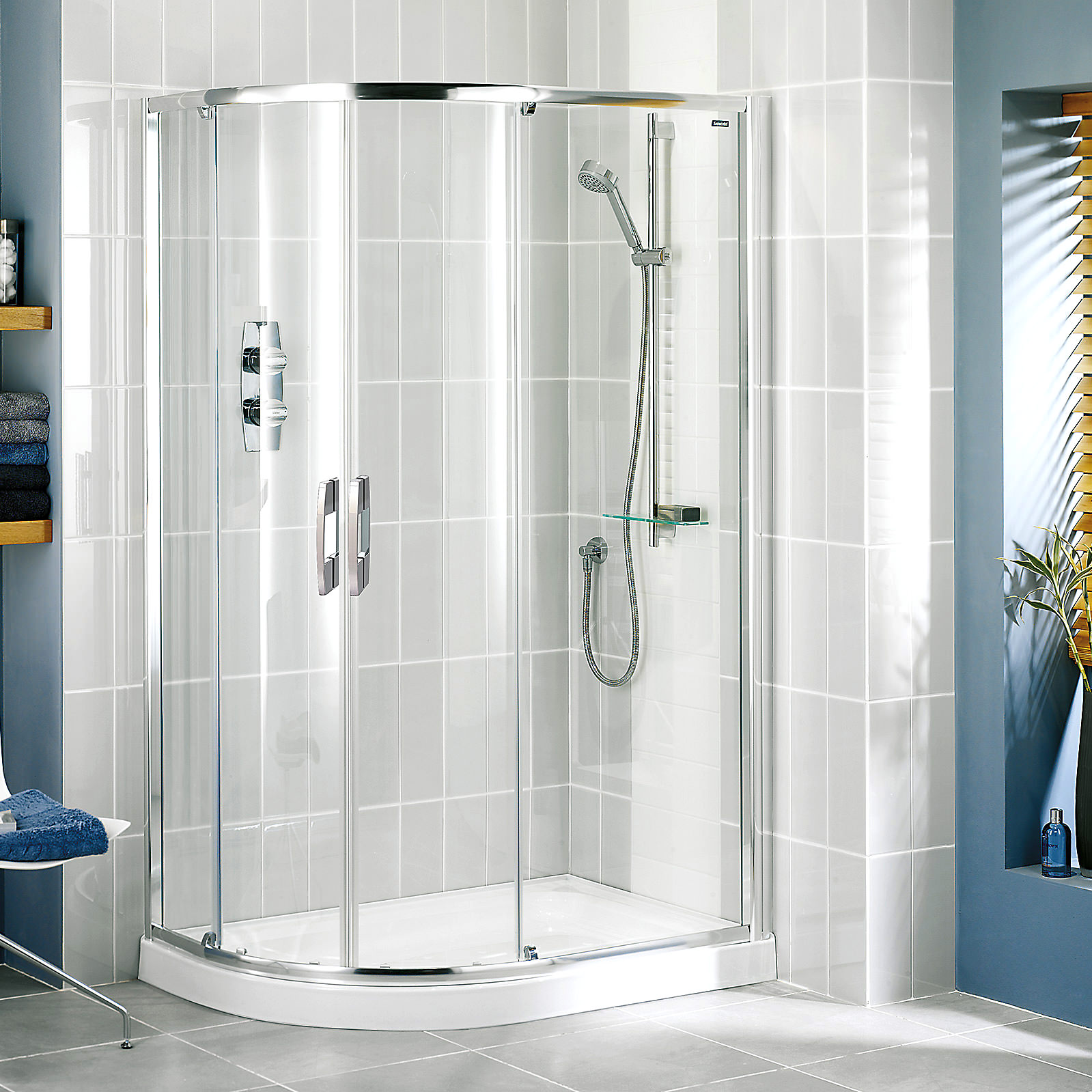 Showerlux Glide Twin Slider Offset Round Enclosure 1000 X 800mm