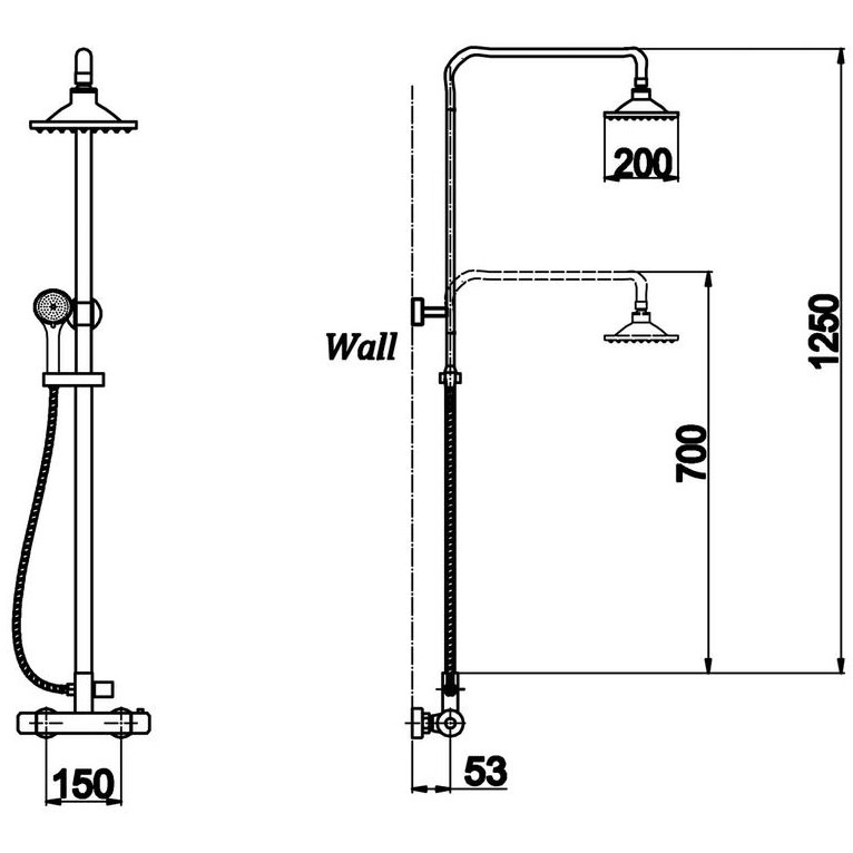 Lauren Round Thermostatic Bar Shower Valve With Telescopic Kit A3558