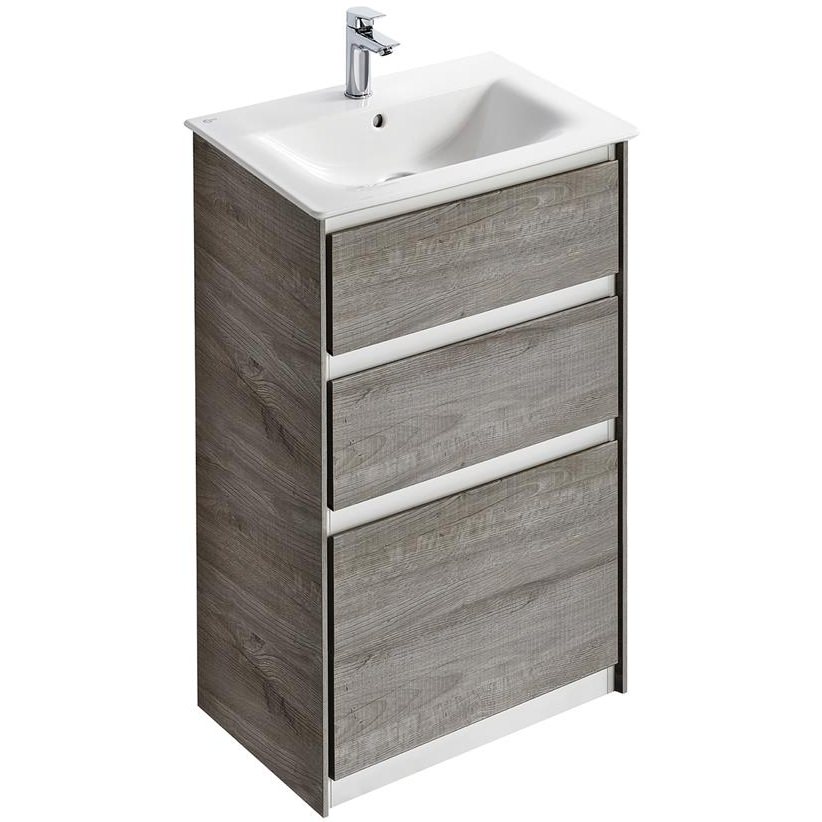 Drawers Light Grey Wood Vanity Unit, Grey Wood Bathroom Vanity Unit