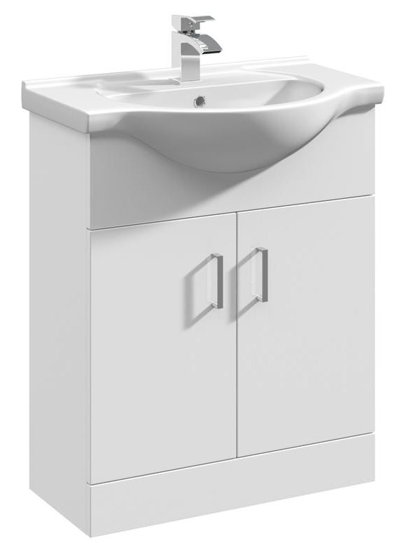 Nuie Premier Mayford Gloss White Freestanding 650mm Vanity Unit And ...