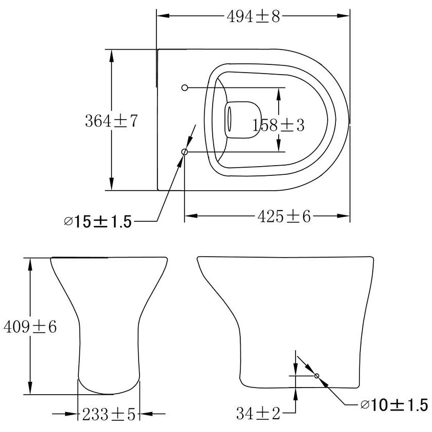 Lauren Saffron BackToWall WC Pan 494mm And Seat NCG206, NCG299