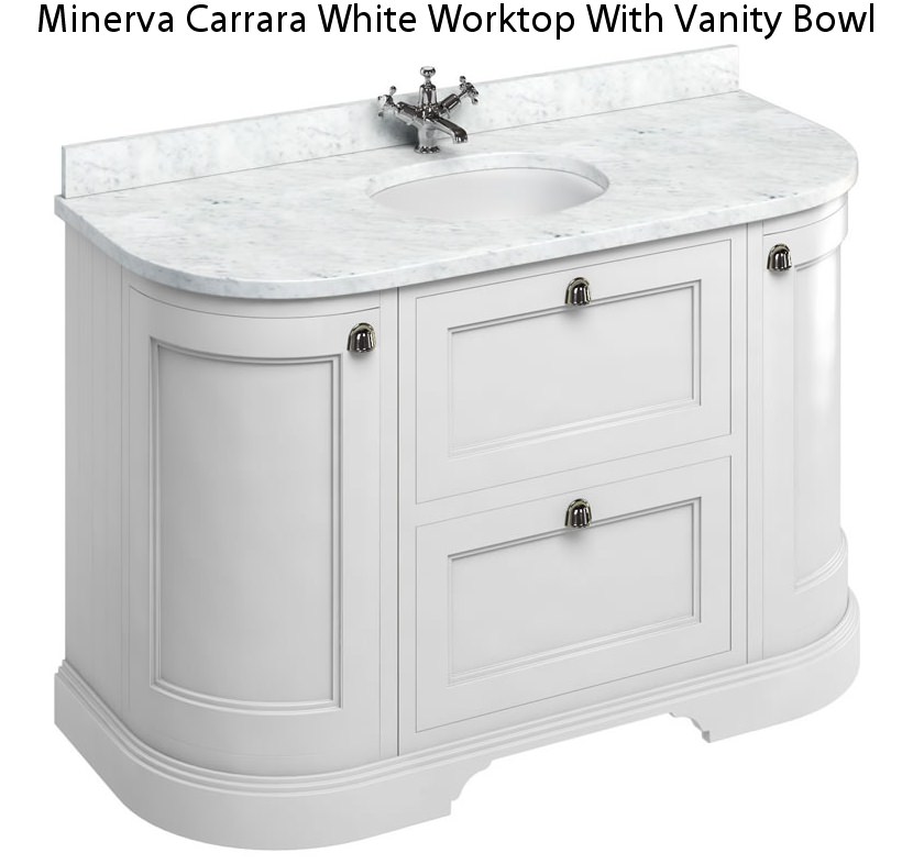 Burlington 1340mm Curved Vanity Unit With Worktop And Basin Fc4w Bw13 - Small Curved Bathroom Vanity Unit