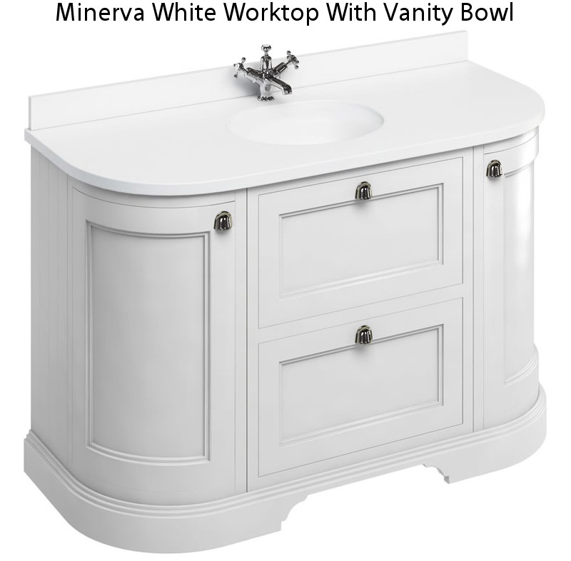 Burlington 1340mm Curved Vanity Unit, White Vanity With Sink