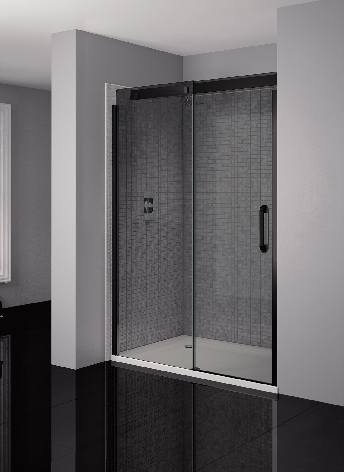 April Prestige Frameless 1200mm Smoked - Black Sliding Shower Door