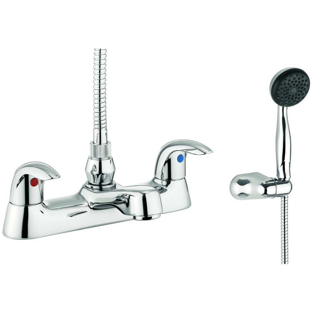 Lauren Alpha Dual Lever Deck Mounted Bath Shower Mixer Tap With Kit