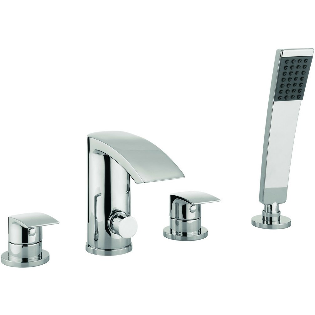 Crosswater Cone 4 Hole Deck Mounted Bath Shower Mixer Tap Set With Kit Mbfw440d