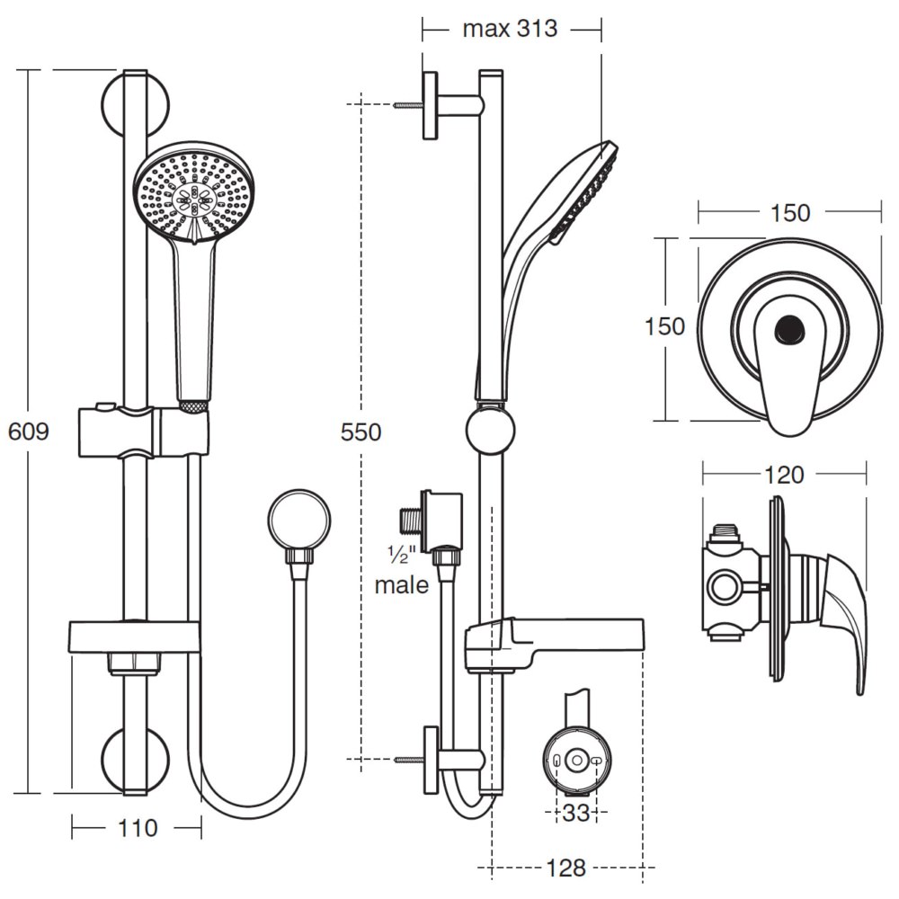 Ideal Standard Trevi Blend Shower Pack - A5791AA