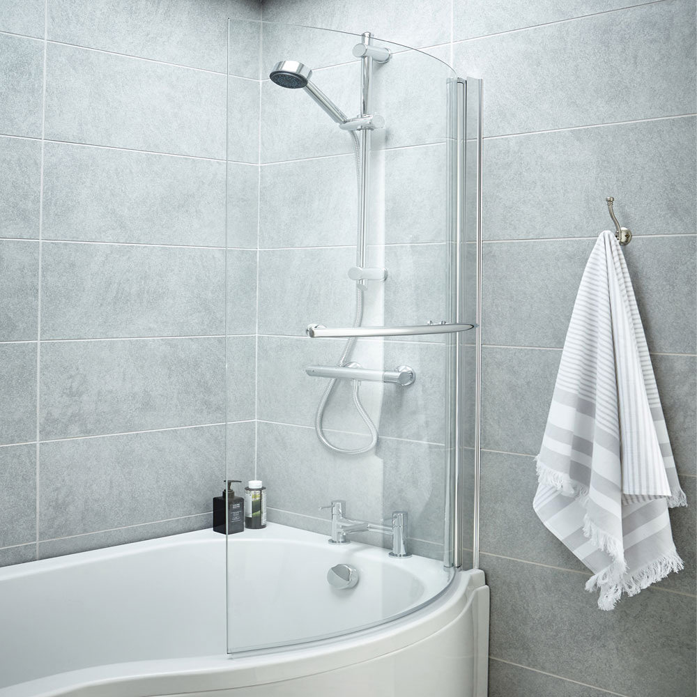 Nuie 720 x 1435mm Curved Screen For P-Shaped Bath - NCS0