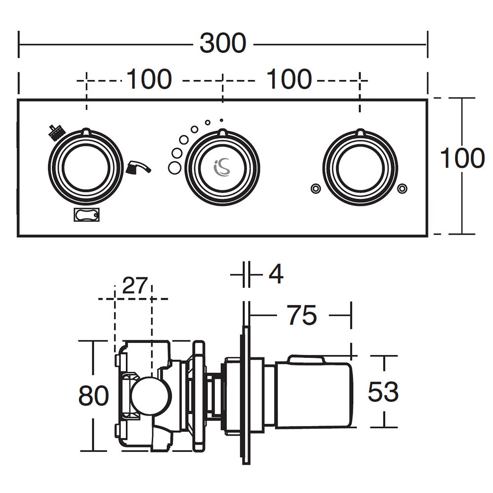 Ideal Standard Attitude 3 Control 2 Way Outlet Thermostatic Valve