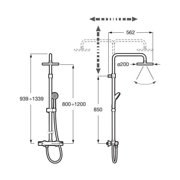 Roca VictoriaT Thermostatic Shower Column With Adjustable Installation