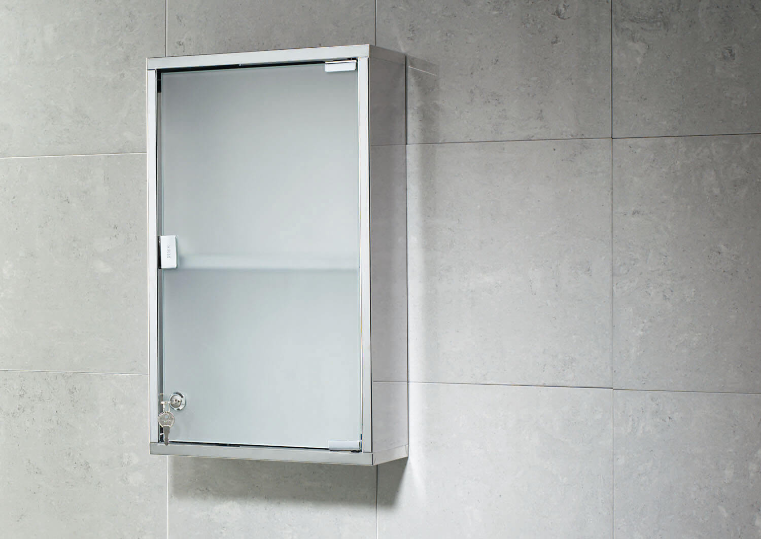 Bathroom wall cabinet with frosted glass doors