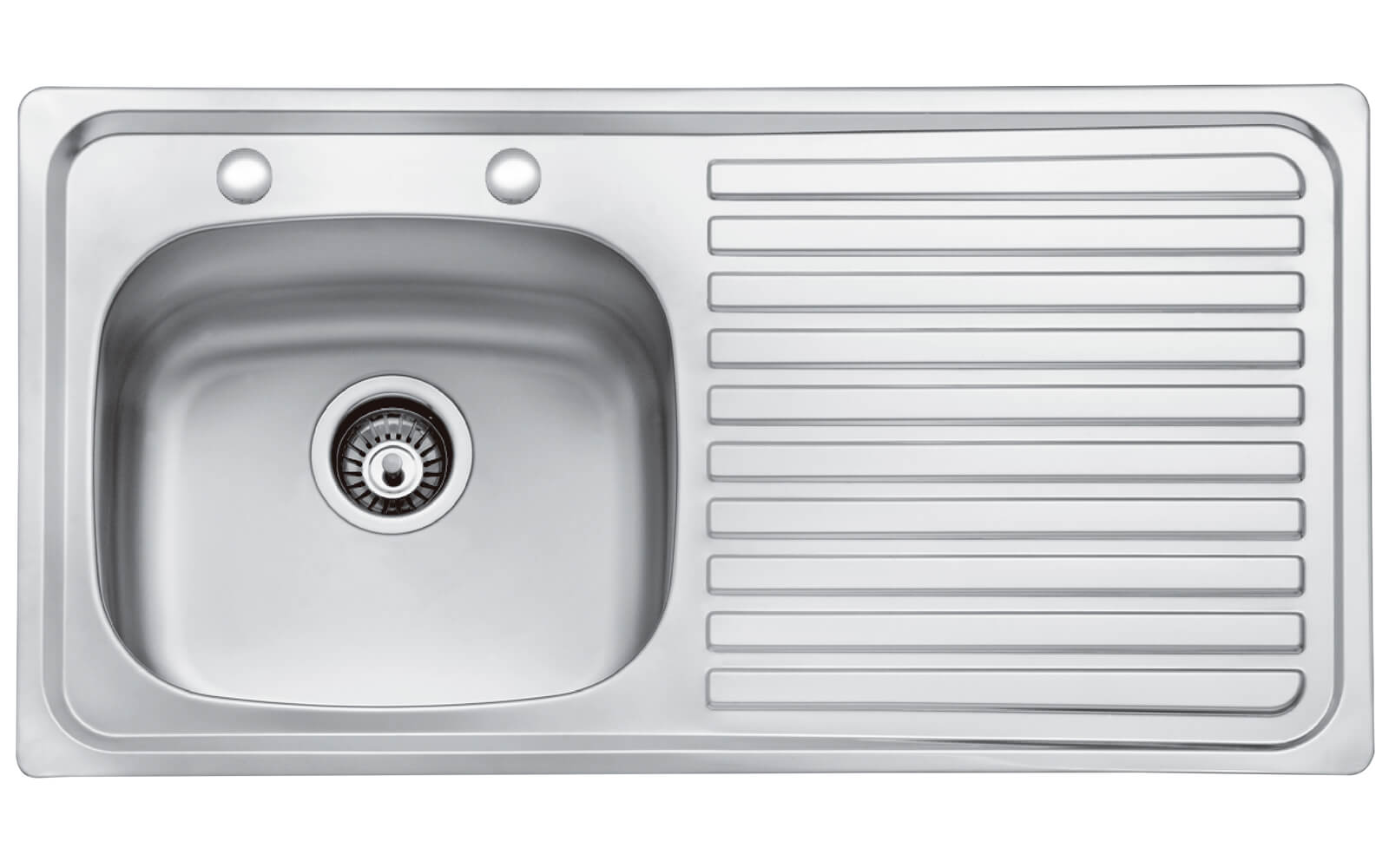 kitchen sink with 2 tap holes