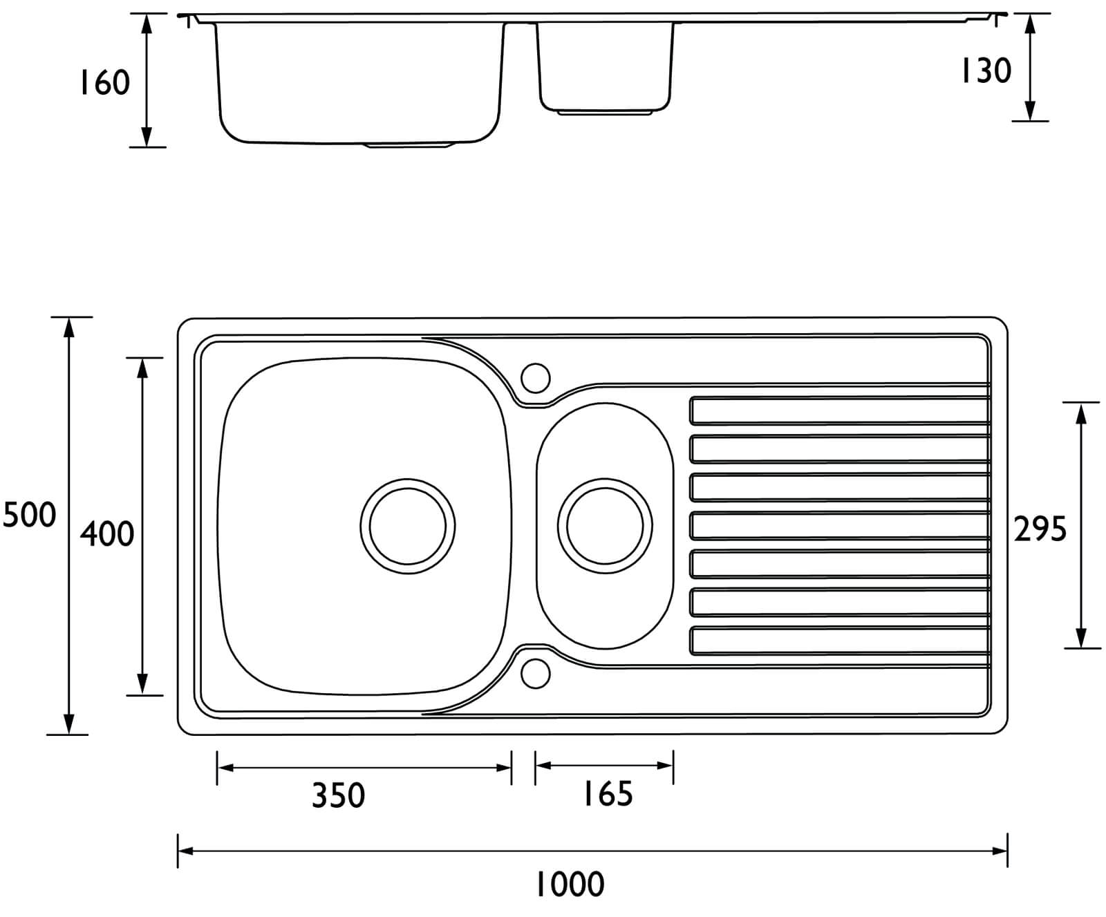 measurements of kitchen sink