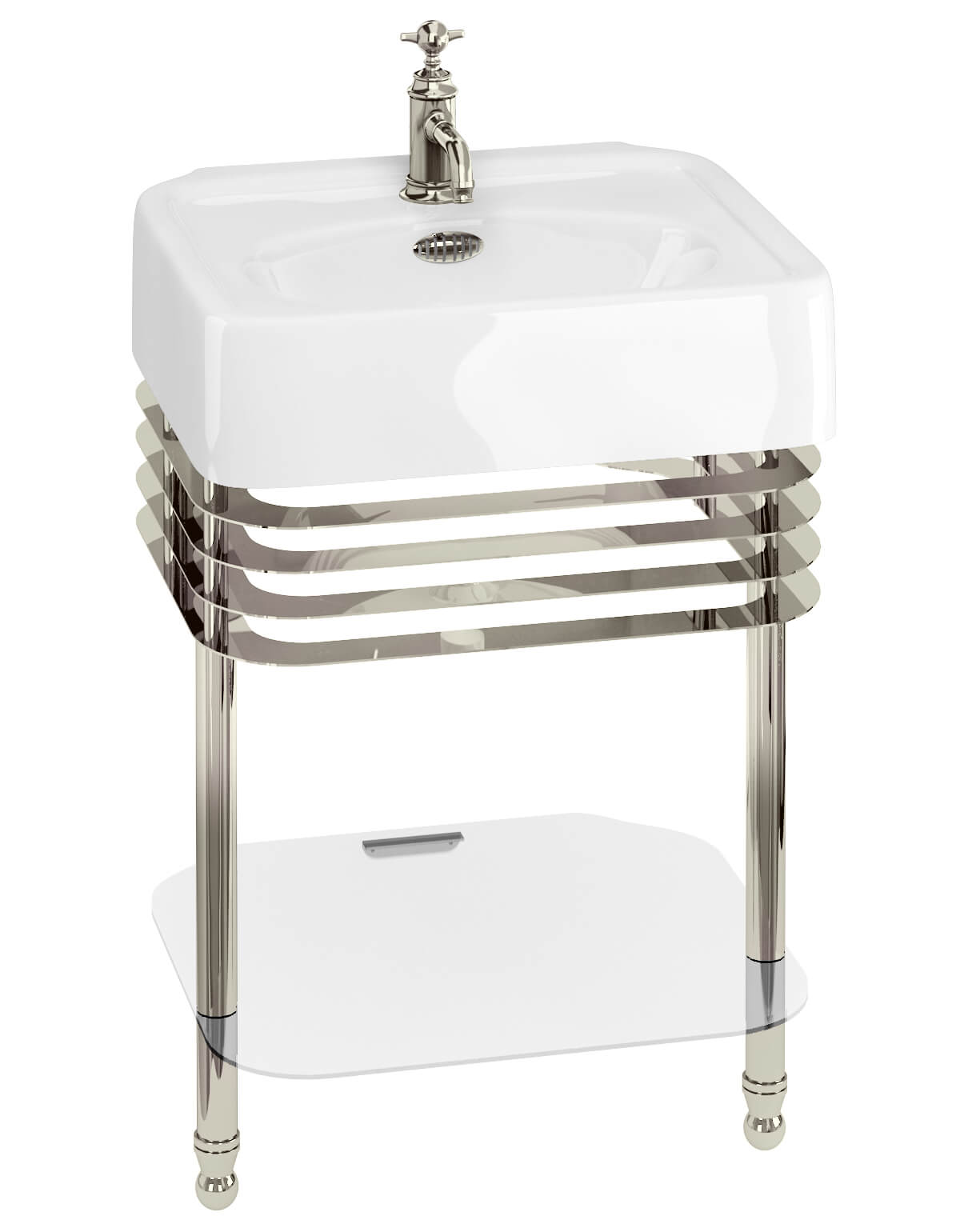 Burlington Arcade 600mm Basin No Tap Hole With Nickel Overflow ARC600 NTH