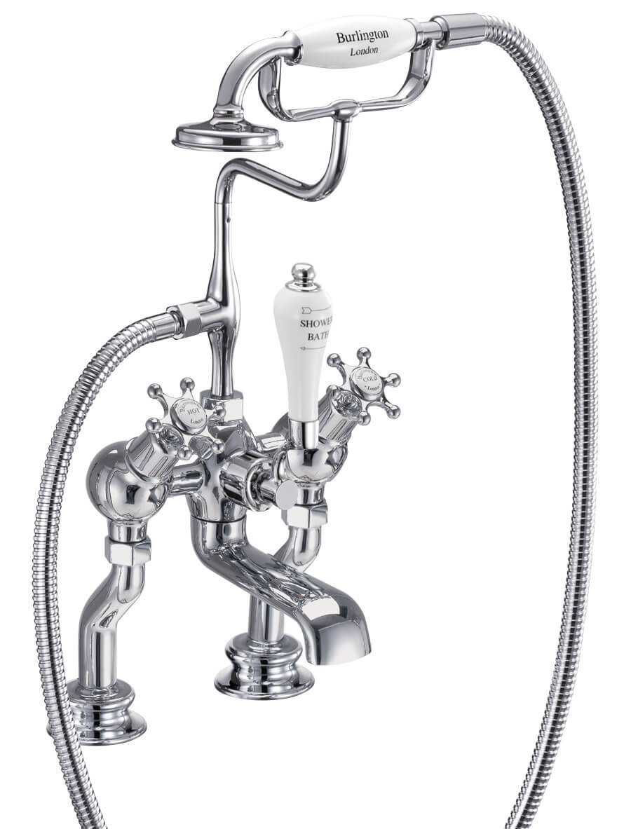 Burlington Birkenhead Chrome Angled Deck Mounted Bath Shower Mixer Tap