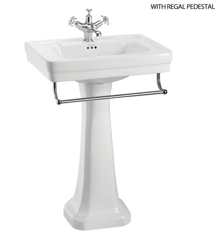 Modern Bathroom Bliss 520 x 455mm Gloss White Finish Ceramic 1TH Basin Sink with Semi Pedestal W x H