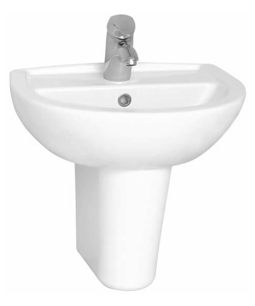 VitrA Layton 500 x 390mm 1 Tap Hole Cloakroom Basin With Half Pedestal ...