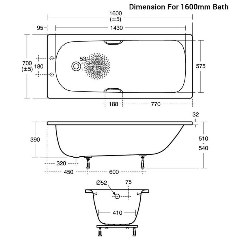 Ideal Standard Simplicity Steel 1500 X 700mm Bathtub With ...