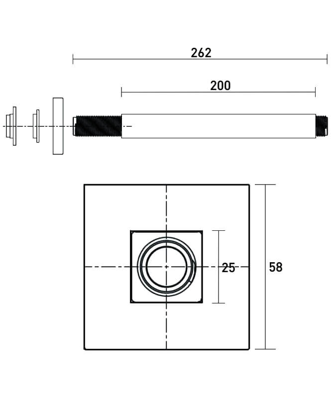 Bristan Square Ceiling Fed Shower Arm Arm Cfsq01 C