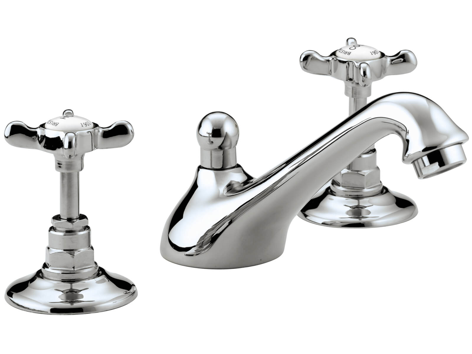 Bristan 1901 Chrome 3 Hole Basin Mixer Tap With Pop Up Waste - N 3HBAS C CD