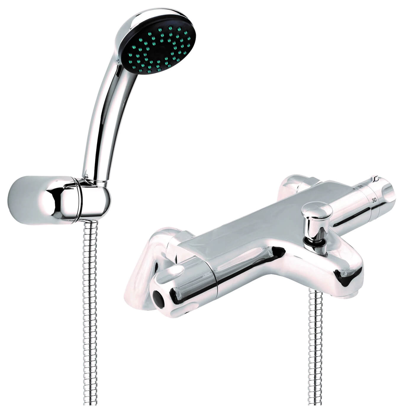 Deva Dynamic Pillar Mounted Thermostatic Chrome Bath Shower Mixer Tap