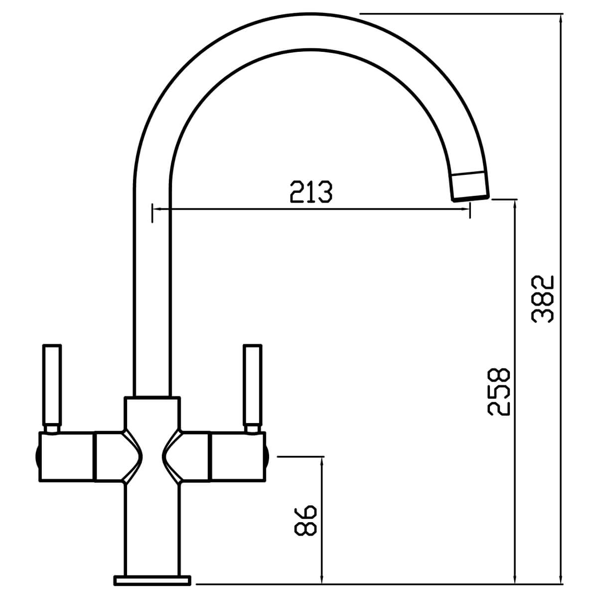 Clearwater Auva C Twin Lever Monobloc Kitchen Sink Mixer Tap - AU2CP