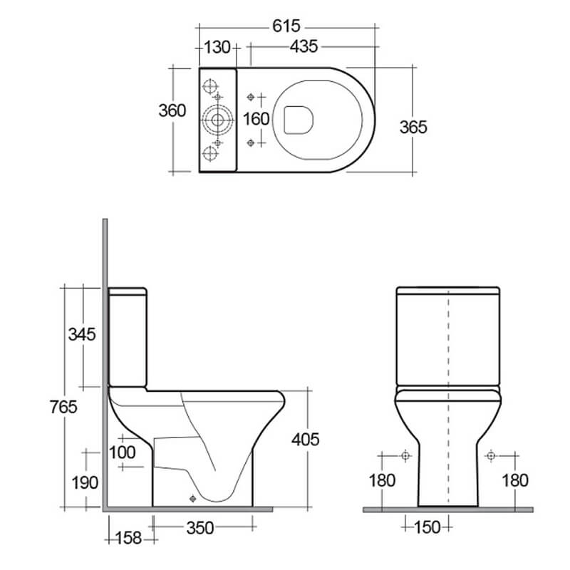 RAK Compact Full Access White Close Coupled WC Pack With Urea Soft 