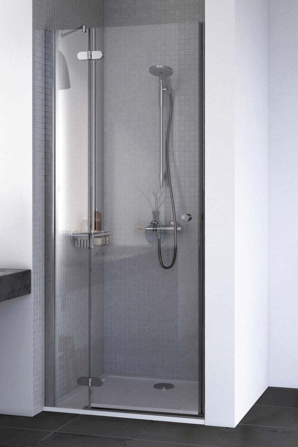 Aqualux ID Match Round 1000mm Recess Hinge Door With Fixed Panel 1192221