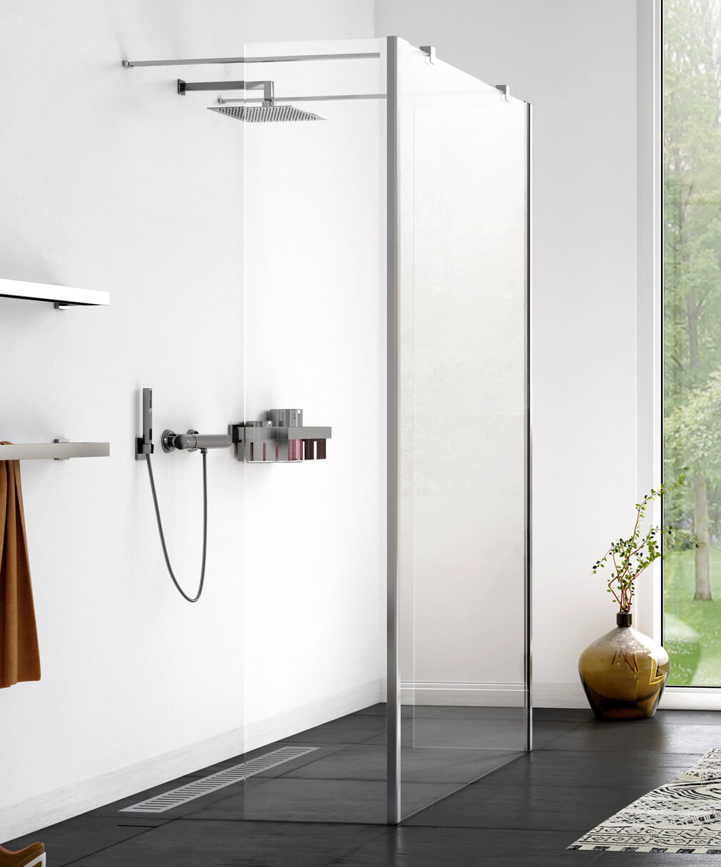 Aqualux Origin 1400mm WalkIn Shower Panel With 2 Splash Panel 1191572